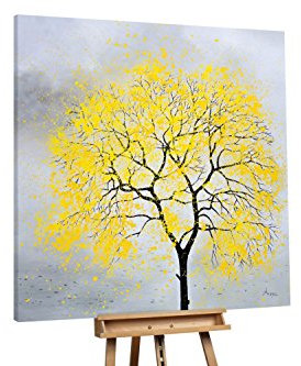 KunstLoft® XXL Gemälde 'Golden Leaves' 150x150cm | original handgemalte Bilder | Modern Baum Gold Schwarz | Leinwand-Bild Ölgemälde einteilig groß | Modernes Kunst Ölbild