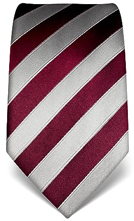 Vincenzo Boretti cravatta elegante classica da uomo, 8 cm x 15 cm, di pura seta di alta qualità, idrorepellente e antisporco, motivo a righe borgogna