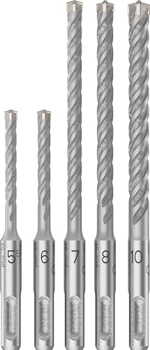 Bosch 5X PRO SDS plus-5X Hammer Drill Bit Set | for Concrete, Lime and sand bricks, Ø 5,50, 6,00, 7,00, 8,00, 10,00 mm, Professional Accessory Rotary Hammer