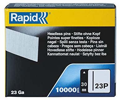 RAPID 5001361, Mini‑pointes N°23P, Longueur 30mm, Sans tête, lot de 10000, pour cloueurs pneumatiques, Pour travaux de construction, Fixation invisible