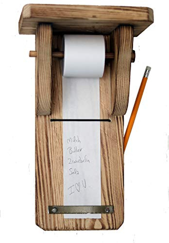Rustikaler Notizrollenhalter aus recyceltem Holz Vintage Einkaufszettel aus Altholz Merkzettel Industrial Notizblock Notizhalter To-do-Liste Unikat