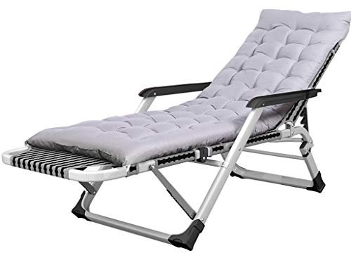 Extrabreit Liegestühle Liegen mit Kissen | Klappbar Gartenstuhl Sonnenliege Relaxliege Hoch Senioren | Saunaliege Liegender Recliner für Kinder Erwachsene Freizeitliege, grau