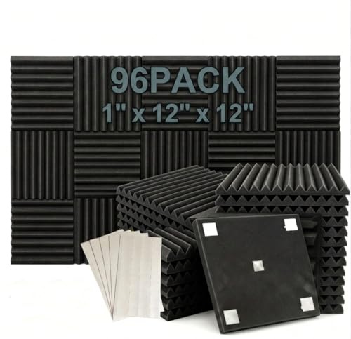 96 Pack Medium Sale Acoustic Foam Soundproof Foam(Accompanied By Double-Sided Adhesive Tape) (96 Black)