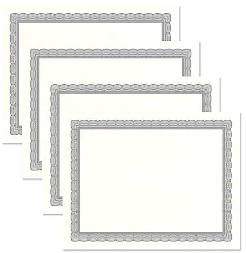 Executive Gray & White Parchment Certificate Papers - Pack of 100, Laser & Inkjet Printer Compatible, for Office, Business Awards, Graduation, School Diplomas, 8-1/2 x 11 on 60 lb. Stock