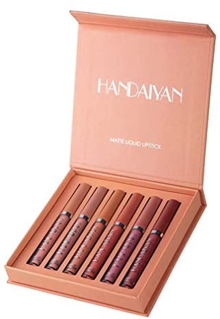 Dulele 6 Stück Velvety Matte Lipgloss Set, Wasserdichte Langlebige Flüssiger Lippenstift Antihaft-Tasse Lipgloss Flüssiger Lippenstift Set Kosmetik Make up with Gift Box (Color A)