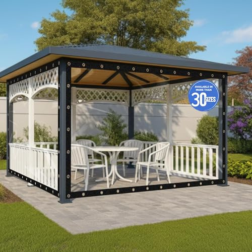 Covers & All Heavy Duty Clear Vinyl Tarp – 20 Mil Waterproof Clear Tarp with Grommets for Patio, Porch, Gazebo, Greenhouse & Chicken Coop (8 x 8 ft)