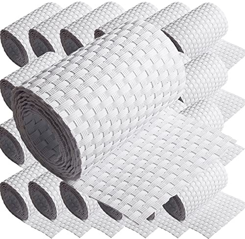 25 x Poly-Rattan Sichtschutzstreifen für Doppelstabzaun Doppelstab Matten Flechtzaun 19|255 cm Weiß