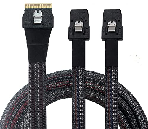 Cablecc PCI-E Ultraport Slimline SAS Slim 4.0 SFF-8654 8i 74pin vers Dual SFF-8087 Mini SAS Câble PCI-Express