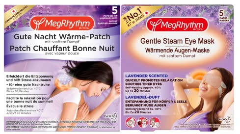 MegRhythm Value Set - 1 x 5 MegRhythm Warming Eye Mask and 1 x 5 MegRhythm Gute Night Heat Neck Plaster - Relaxation for the Eyes and Body