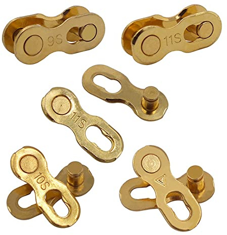 5 Pack Fahrradkette Kettenschloss Wiederverwendbarer Fahrrad Kettenverschluss Glied (Gold 11-fach)