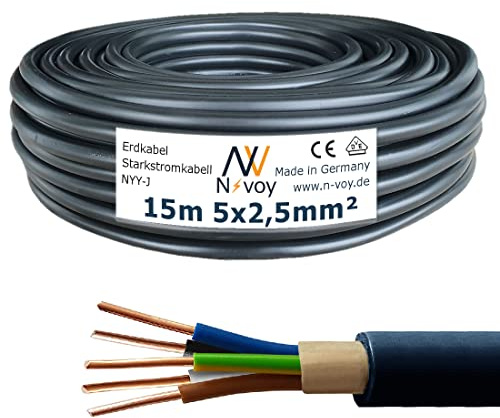 NYY-J 5x2,5 mm² 15m (Var.5-50m) Erdkabel Starkstromkabel in Beton Erdreich VDE 0276 M132