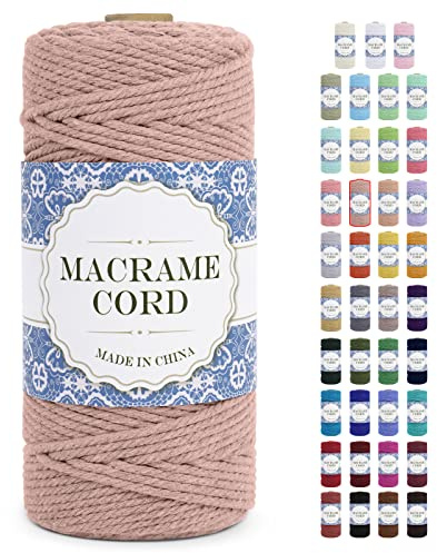 Uiopa Hilo Macrame 3mm x 100m Cuerda Macrame Gruesa Cuerda de Algodon Natural de 4 Hilos, Hilo de Macrame Cordel para Manualidades Macrame Pared Cortina Colgador de Plantas Decoración (Rojo Ladrillo)