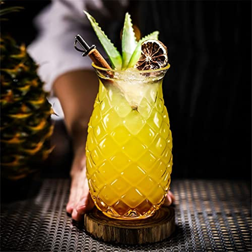 Tasse en Verre d'ananas en Relief Bar Club Verres à Cocktail Home Office Lait Jus Tasses en Verre Verres Transparents (A 480 ML)