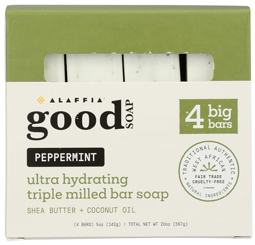 ALAFFIA Peppermint Good Soap Value Pack 4 Count, 20 OZ