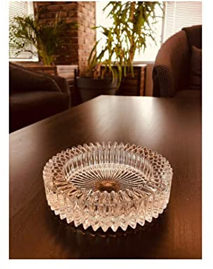 MEPED Posacenere Posacenere in Vetro di Lusso in Cristallo da 14 Cm, Grande Posacenere da Esterno, Decorazione da Scrivania, Regalo per L'home Office