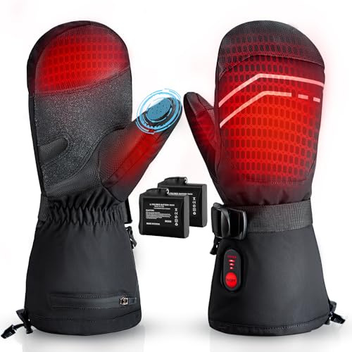 Kakashi Heated Mittens for Men Women, 7.4V 3200mAh Electric Battery Winter Heated Gloves, Waterproof Hand Warm Gloves for Ski Snowboarding Hunting Fishing