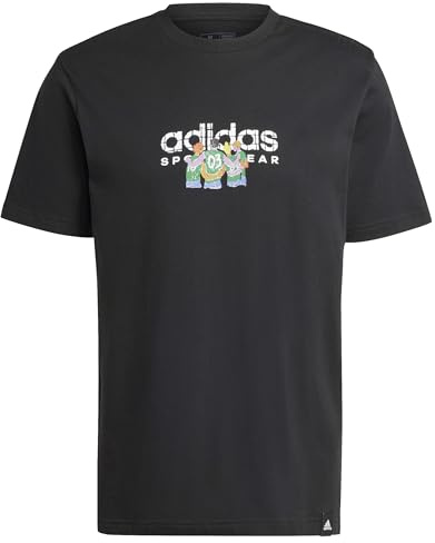 adidas Men's Codes Linear Graphic TEE, Black, L Tall