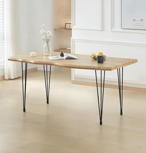 Hallowood Furniture Cullompton Large Dining Table w/Black Metal Legs, 1.6m