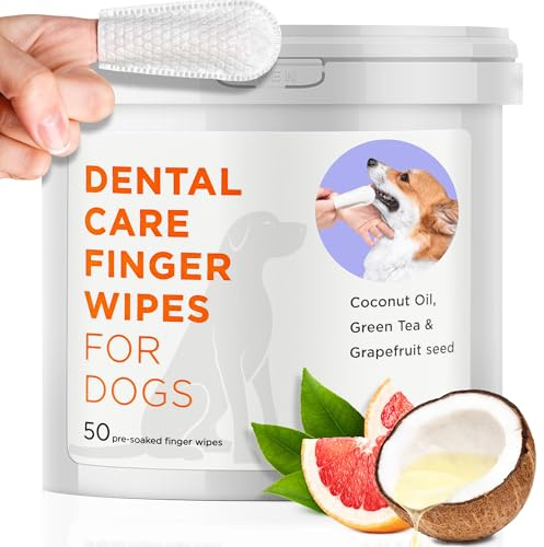ARCA PET Dental Finger Wipes for Dogs - 50 Wipes - Vet Formulated Dog Dental Teeth Cleaning Wipes for Dogs - Pre-Soaked Oral Cleaning Pads - Reduces Plaque, Tartar & Dog Breath Freshener