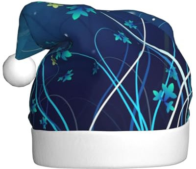 Jmorco Blaue Wirbel-bedruckte Weihnachtsmütze für Erwachsene, Unisex, Weihnachtsmannmütze, Weihnachtsmütze für Weihnachten, Neujahr, festliche Feiertagsparty