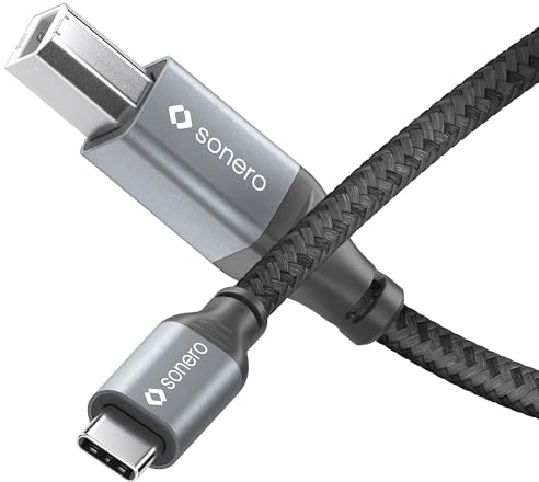 Sonero® USB 2.0 Kabel, Verbindungskabel, Druckerkabel, C-Stecker auf B-Stecker, 480 MB/s, space grey/schwarz, 0,50m
