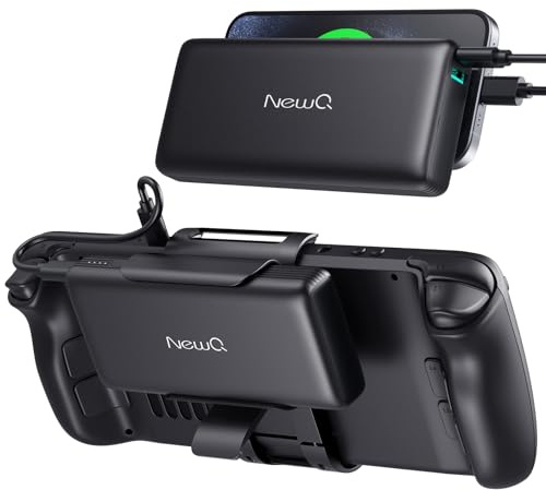 NEWQ Batterie externe 65 W compatible avec Steam Deck, 20 000 mAh pour ordinateur portable USB-C PD 3.0 avec support arrière amovible