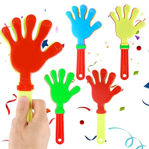 4 Pack Hand Clappers 9 Inch Large Hand Clappers Noisemakers Cheer Noise Makers Finger Noise Makers for Sporting Events Basketball Football Game Party Favors (Mixed Colors)