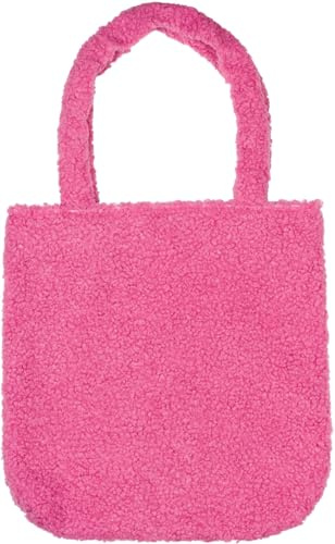 styleBREAKER Damen Beuteltasche Teddyfell Plüsch, Rosa | Hauptfach mit Magnetverschluss, kleines innenliegendes Reißverschlussfach, 61 cm lange breite Henkel für die Schulter.
