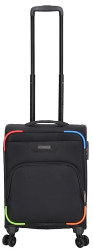 Kenorada Reisetrolley SoftLITE 4w | Koffer aus strapazierfähigem Polyester | Leichter Trolley mit Vier Doppelrollen | TSA Zahlenschloss (Bunte Ecken, S - 55 cm Handgepäck)