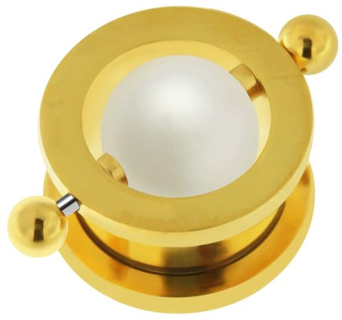 AZARIO LONDON Pearl in Center 316L Chirurgenstahl Ohr Gauge Flesh Tunnel, 14 mm, Synthetische Perle, Kein Edelstein