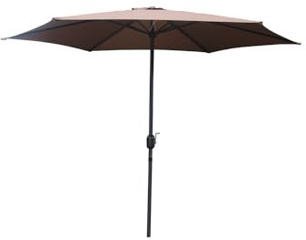CONCEPT USINE | Parasol Droit Rond Design | Diamètre 3 m | Portofino Chocolat | Structure Aluminium Recouverte de Peinture Epoxy | Toile Polyester 160g/m2 | Idéal pour Jardin Terrasse Piscine Balcon