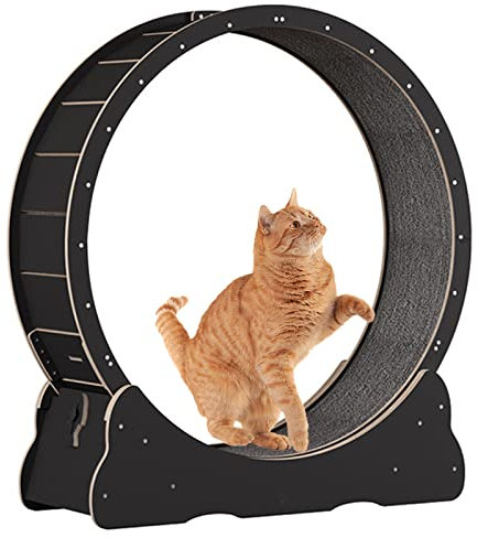 Laufrad für den Innenbereich, ultra-leises Laufrad, Katzenspielzeug, Katzenlaufband mit Verriegelung, Fitness-Gewichtsverlustgerät, einfach montiertes Katzenlaufband, 100 cm, Schwarz
