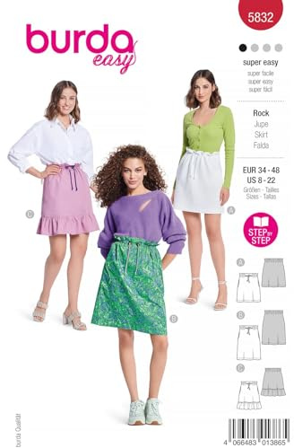 Burda Schnittmuster, 5832, Rock [Damen, Gr. 34-48], Level 1 super easy