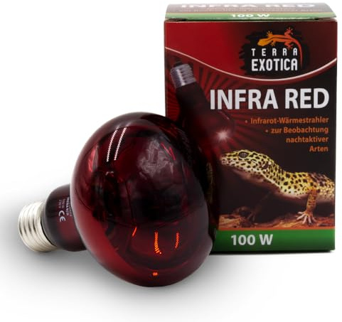 Terra Exotica Infra Red Rotlichtlampe für Reptilien - Infrarot Terrarium Wärmelampe für Eidechsen, Schildkröten, Vogelspinnen, Küken, Kaninchen (100 Watt, 3, stück)