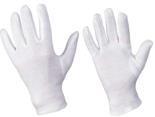D2D | 12 Paar - Weiße Arbeitshandschuhe - Größe: 7 - aus Baumwolle - Trikot Handschuhe - Unterziehhandschuhe - Servierhandschuhe - Beauty Handschuh