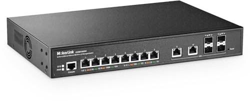 MokerLink Commutateur géré à 8 ports 2,5 Gigabit, 2 ports Ethernet 10G, 4 ports SFP+ 10G, gestion Web/CLI L3, bureau | Commutateur réseau à montage en rack