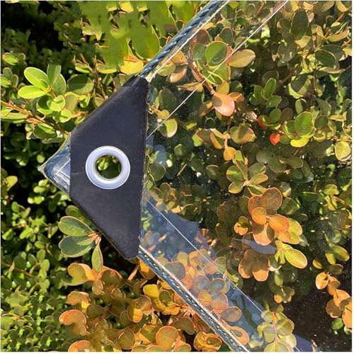 Tarpaulin Waterproof, Tear-Resistant Transparent Tarpaulin with Eyelets, 0.3 mm Thick Multifunctional PVC Protective Cover for Car, Camping, Garden Furniture, with Rope and Cable Ties, 420 g/m² (4 x 4
