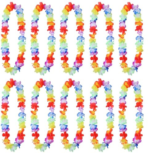 12 Stück Hawaii Ketten Blumen, Hawaiianische Deko Girlanden, Poolparty | Dekorieren Halskette, Bunte Blumenketten Hawaii, für Kinder Erwachsene Strand Tropisch Geburtstag Party Kostüm Accessoires