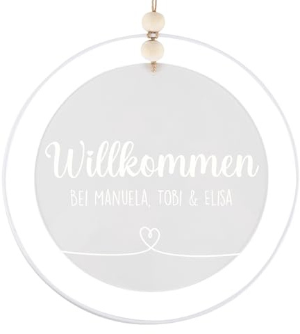 Herz & Heim® Türschild aus Acryl mit verschiedenen Motiven bedruckt, personalisiert, Geschenkidee für viele Anlässe (Willkommen, 30 cm)