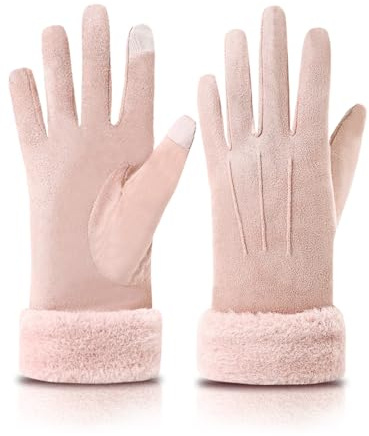 Knuffnee Damen Winter Handschuhe Fleece Gefütterte Handschuhe Warm Touchscreen Handschuh