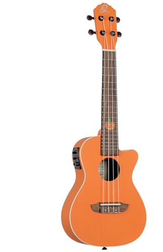 Ortega Guitars Concert Ukulele Electro-Acoustic – Custom Built Series Halloween Edition – Okoume, Orange (RUHWCE)