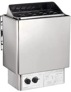 Estufa de Sauna Eléctrica 220v, Equipo de Calentador de Sauna Seco de Acero Inoxidable con Controlador Interno para Casa Hotel SPA Ducha(4.5KW)