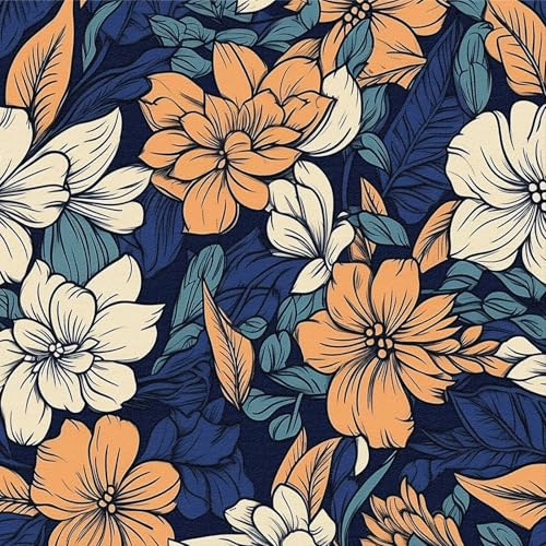 ANLIKY-Pro Papier peint autocollant, fleurs jaunes et blanches, décoller et coller, papier de contact, 44X300CM bleu, film décoratif amovible pour meubles d'armoire