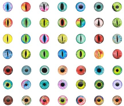 PATIKIL 6mm Dragon Eyes, 100 Pcs Round Glass Eyes Animals Crochet for Clay Doll Making Craft DIY Findings Jewelry Making, Mix Colors