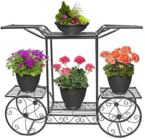 DDKYHU Supporto per Piante in Ferro, ripiano per scaletta per Fiori a 6 Ripiani, espositore Multiuso per riporre Oggetti Ornamentali da Esterno, per Balcone, Patio, Angolo, Soggiorno, Studio