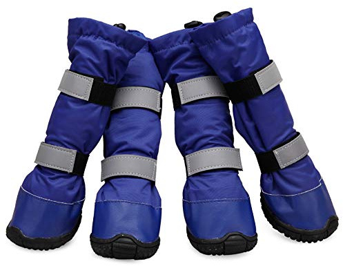 Nvzi -b Outdoor Hundeschuhe Winter Hundeschuhe rutschfest für Schnee Regen (Blau, XS, 4 Stück)