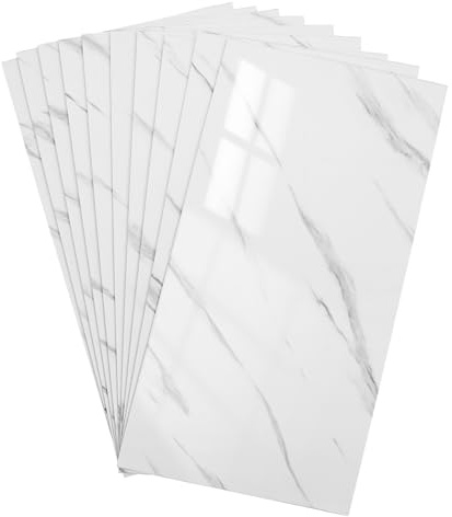 Cabilock 10-Pack Marble Peel and Stick Wall Tiles – 30x60cm Thickened Self-Adhesive Splashback Panels, Waterproof Jazz White Tile Effect for Kitchen, Bathroom & Shower, Large Format DIY Wall Decor