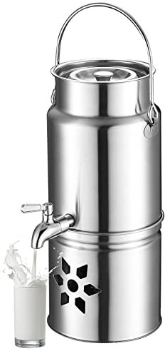 Cubo de Leche de Acero Inoxidable, Recipiente para Leche con una Sola manija, Recipiente para Leche, Calentador de Sopa con Grifo de Acero Inoxidable 304 y Base de Bandeja de Combustible par