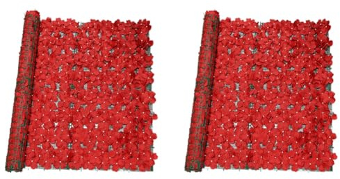 Booso Gran Hortensia Roja, Valla de Flores Artificiales, Pétalos Impermeables, Resistente A los Rayos UV, Decoración de Jardín para Bodas