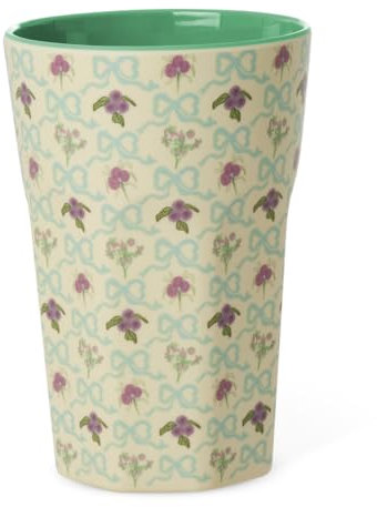Rice Grand gobelet en mélamine – Imprimé nœud et bouqet – Gobelet pour enfant, vaisselle de camping, gobelet en mélamine incassable, sans BPA, 400 ml